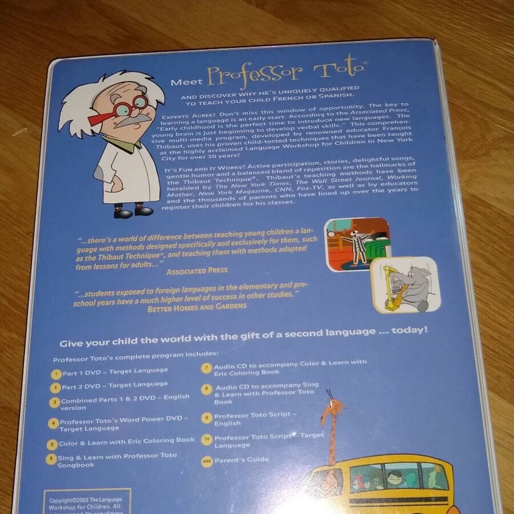 Sing and Learn French with Professor Toto by Francois Thibaut 2003 DVD/CD Kit